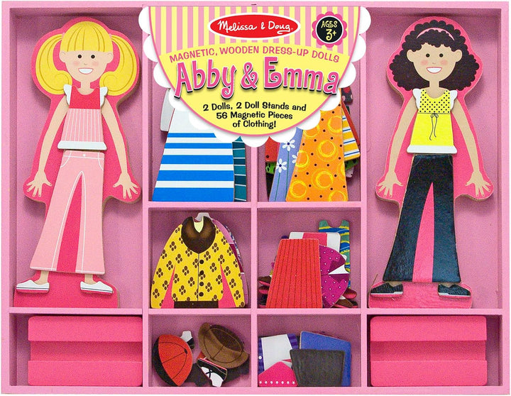 Melissa &amp; Doug Abby and Emma - Juego de muñecas magnéticas de m...