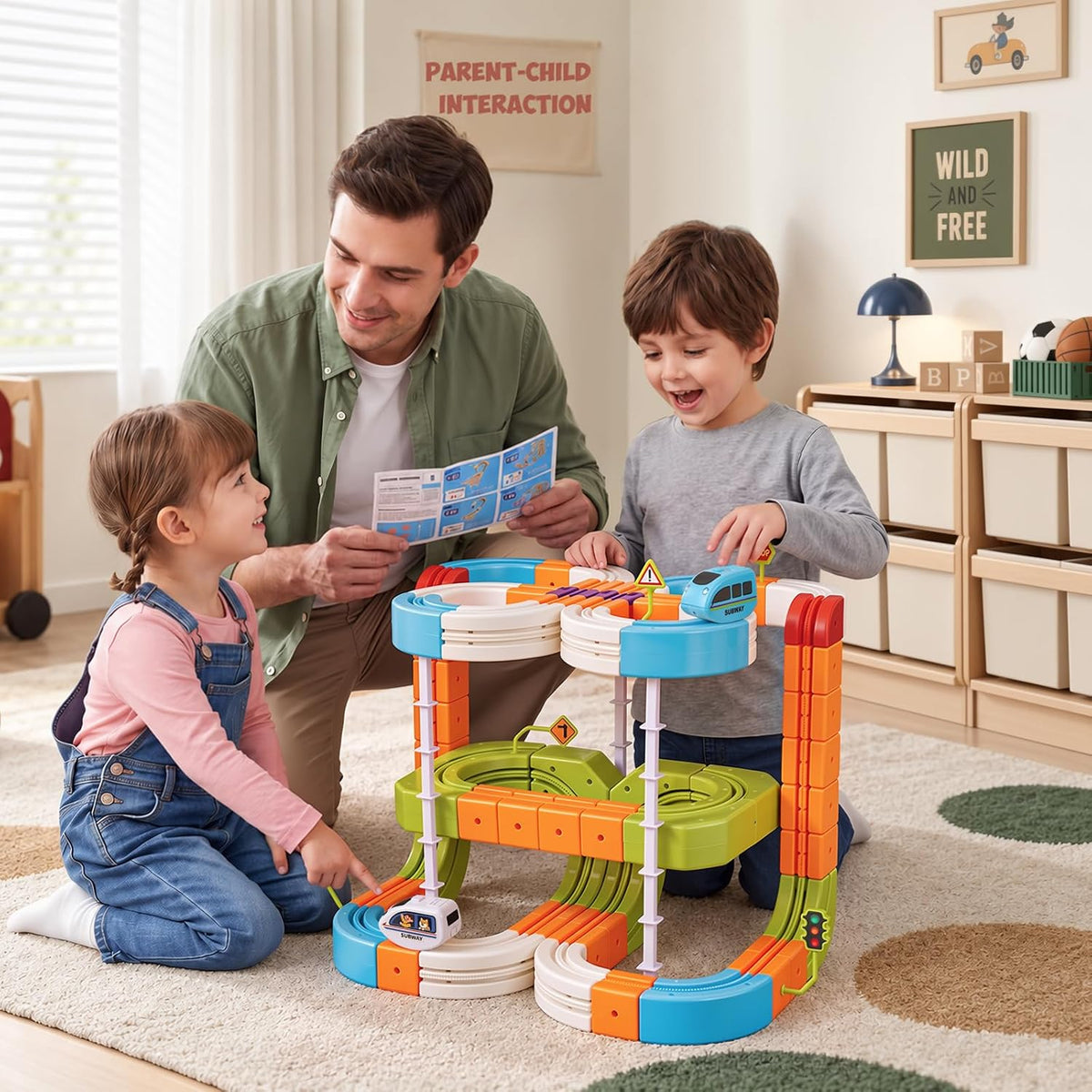 Hot Bee Juego de tren eléctrico para niños, 134 piezas de pista de carreras