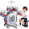 Set de Batería para Niños para Toddlers Edad 3+, Juguete de Tambores Musicales con Banco y Platillo