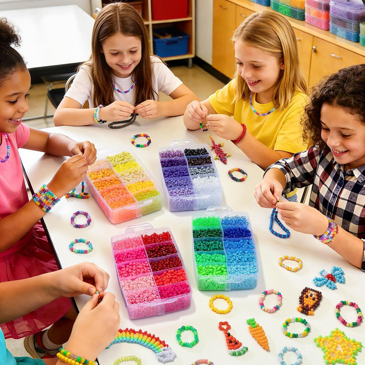 14000 cuentas de poni a granel, 40 colores para hacer pulseras