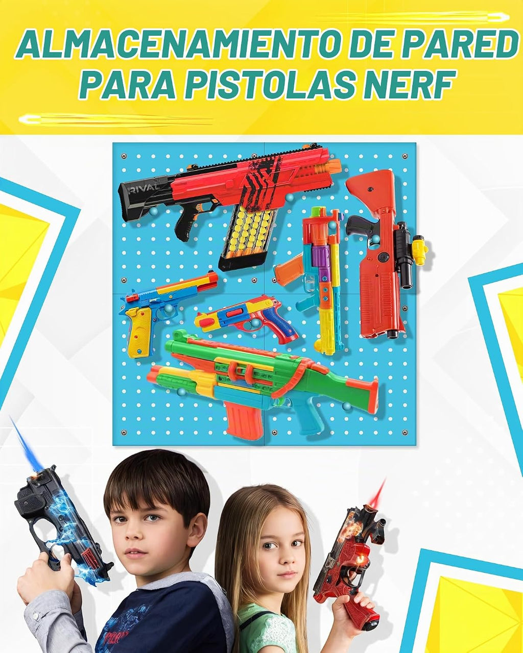 Tablero de madera para el organizador de almacenamiento de pistolas Nerf 13