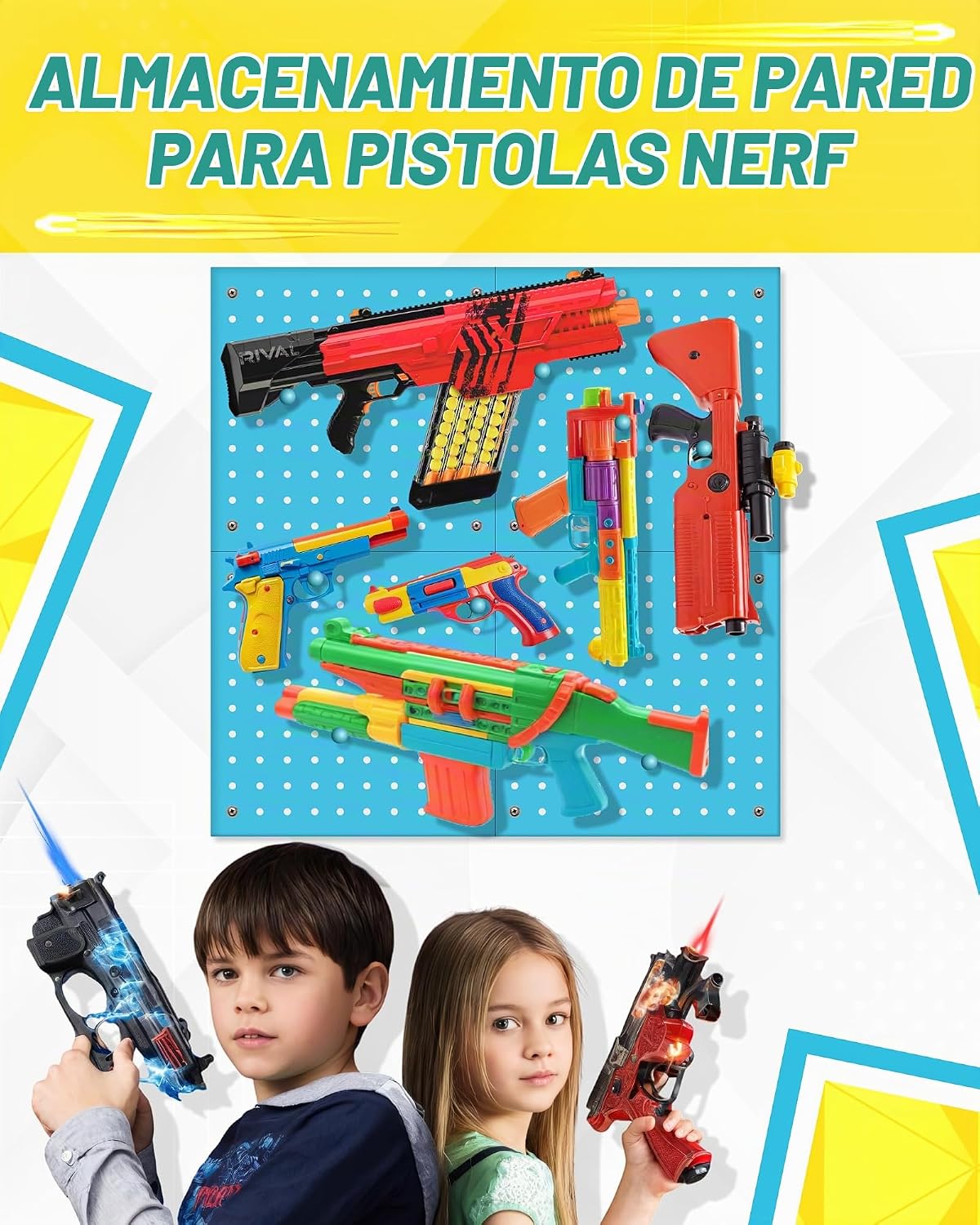 Tablero de madera para el organizador de almacenamiento de pistolas Nerf 13