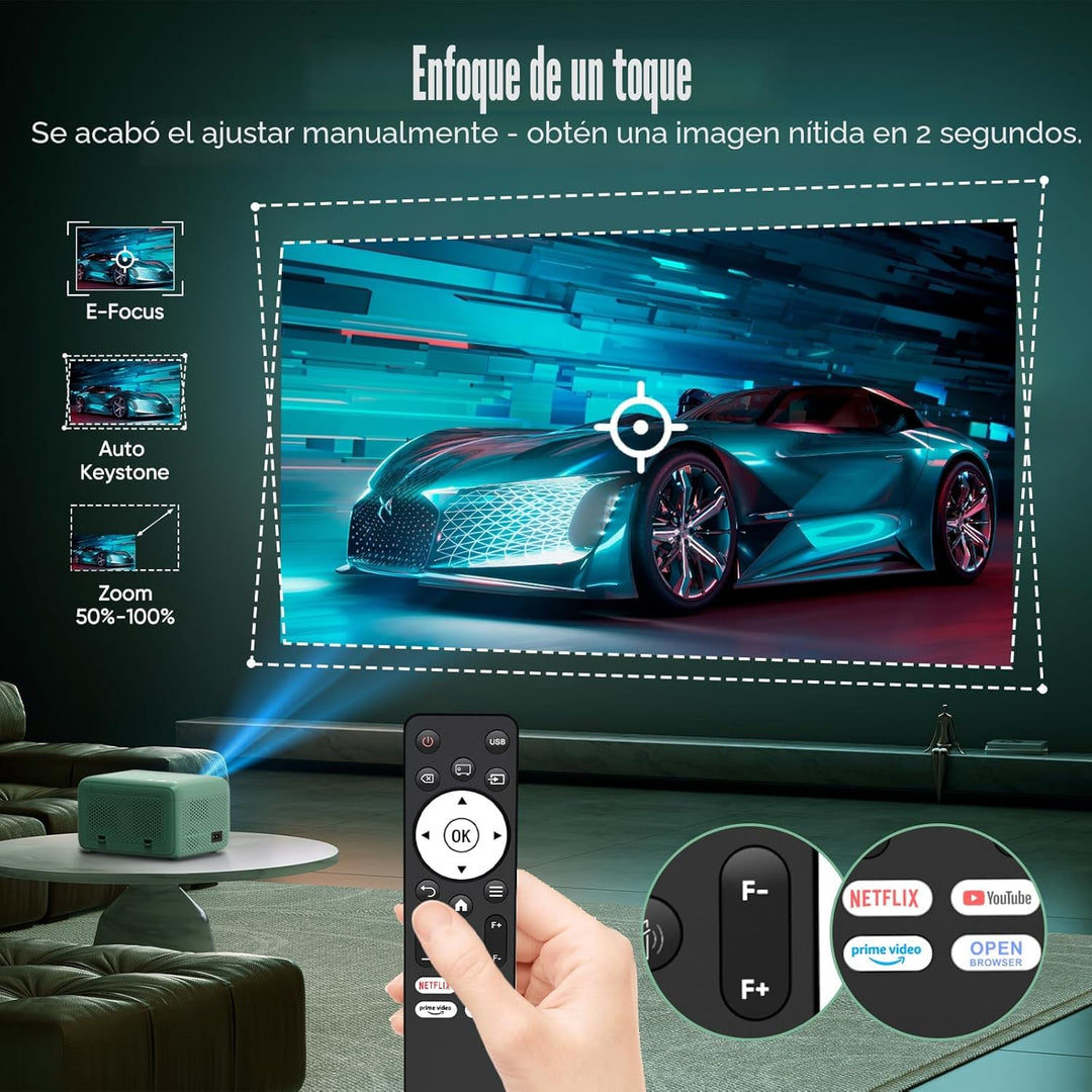 Proyector TMY 4K con WiFi Bluetooth, Compatible con Netflix\/Prime...