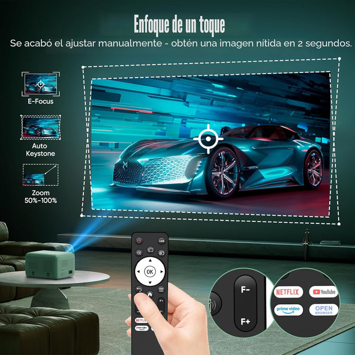 Proyector TMY 4K con WiFi Bluetooth, Compatible con Netflix\/Prime...