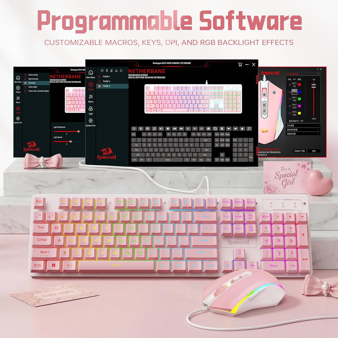 Redragon Combo de teclado y mouse para juegos S107WP actualizados,...