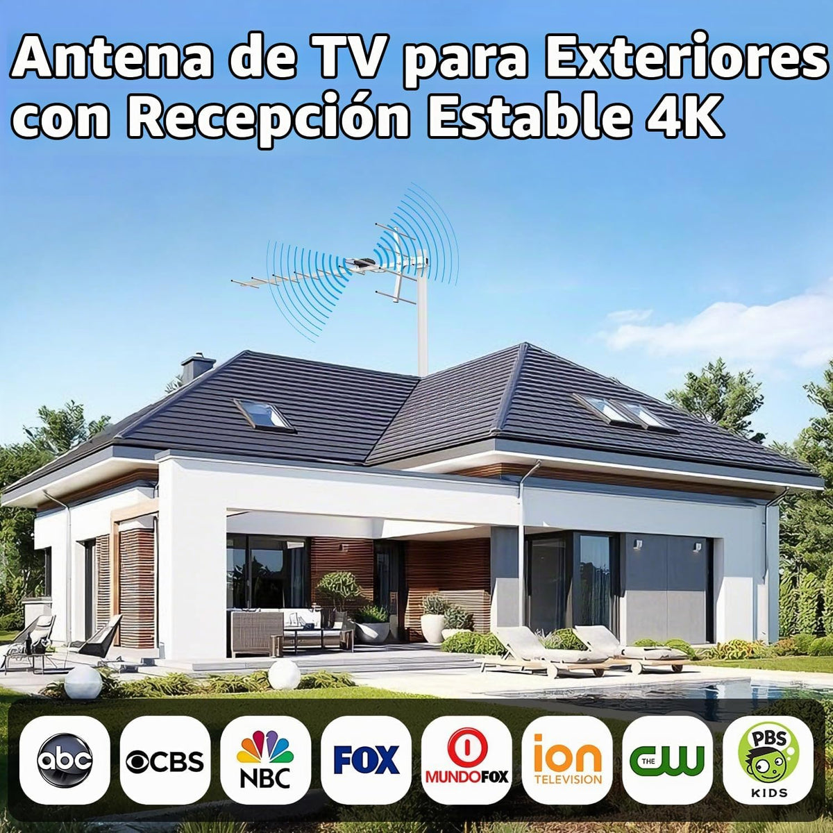 Antena digital HDTV al aire libre, antenas para soporte de TV ático o