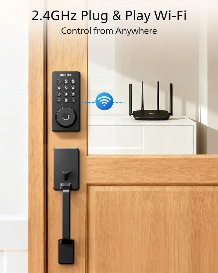 Cerradura inteligente Wi-Fi Philips con cerrojo de puerta y manija,...