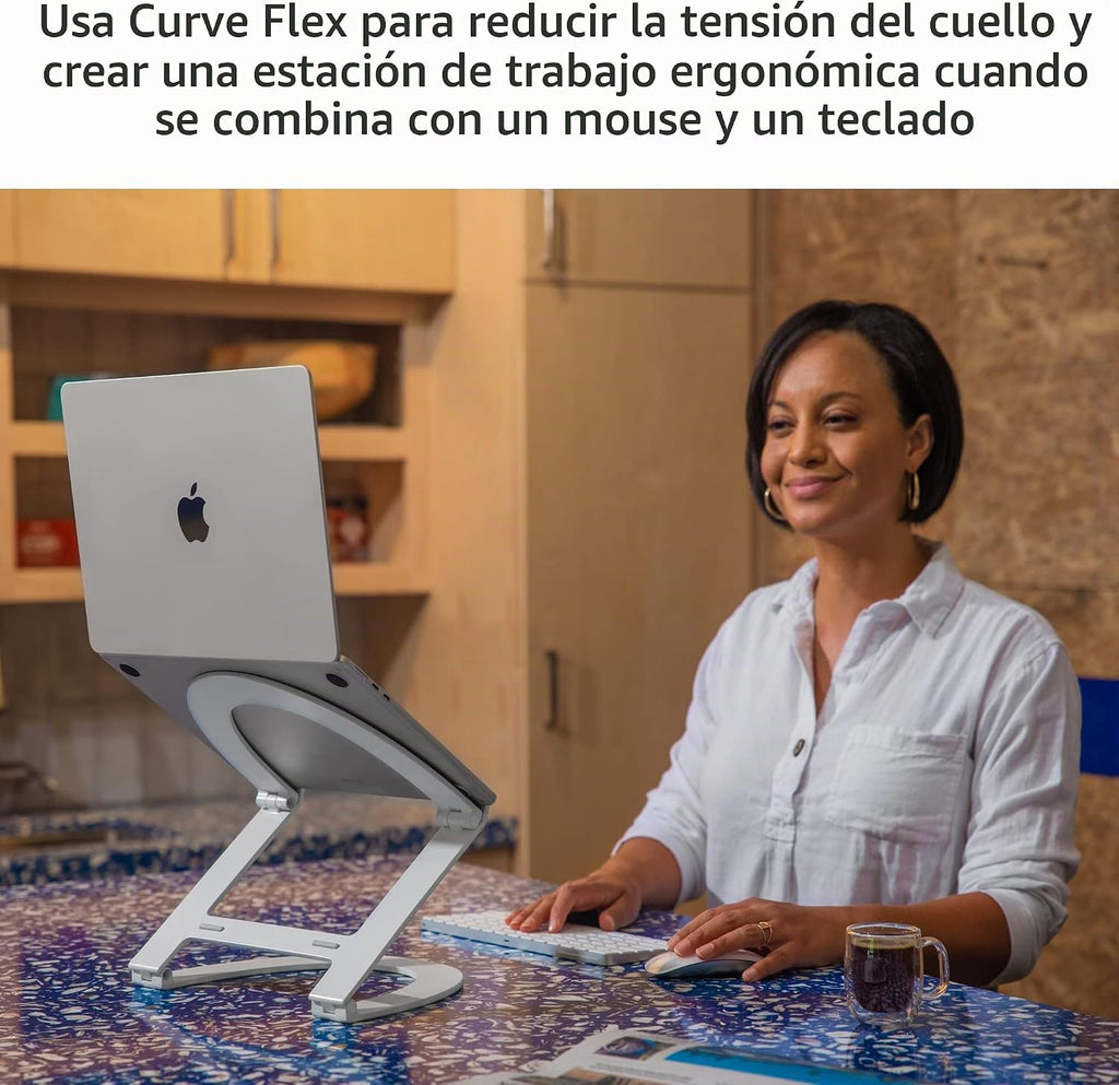 Twelve South Curve Flex | Soporte ergonómico de aluminio ajustable en altura y ángulo para portátil/MacBook, se adapta a 10 a 17 pulgadas