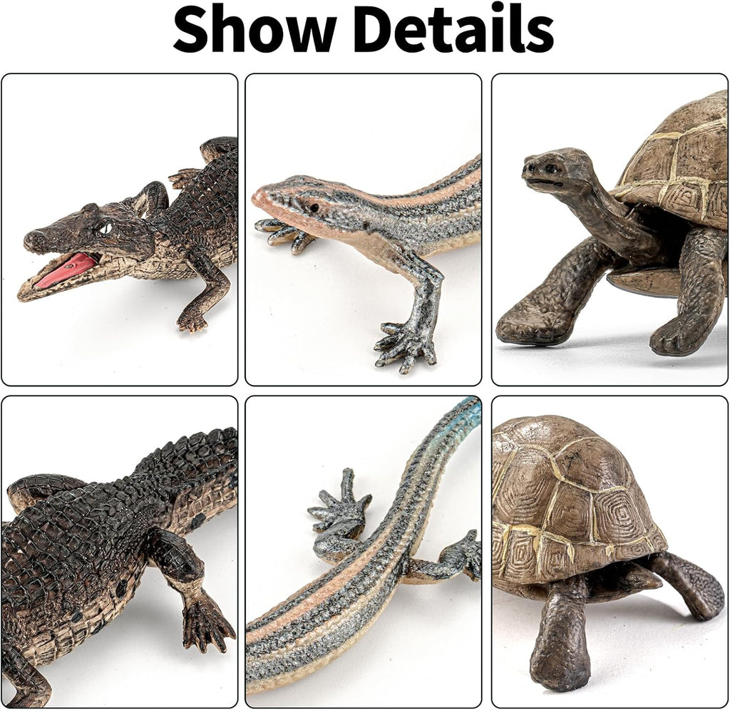 14PCS figuras de animales de reptiles juguetes anfibios diorama juguetes