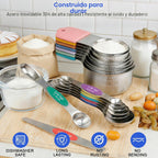 Juego de tazas y cucharas medidoras magnéticas, tazas de acero inoxidable