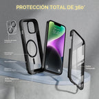 Miracase Magnetic para iPhone 14 Case 6.1", Bumper de cuerpo completo, [Sin burbujas] Protector de pantalla de vidrio templado integrado + Protector de lente, compatible con MagSafe, Sin huecos, Funda a prueba de caídas para iPhone 14, negro