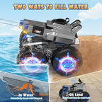 Coche de control remoto anfibio con pistola de agua