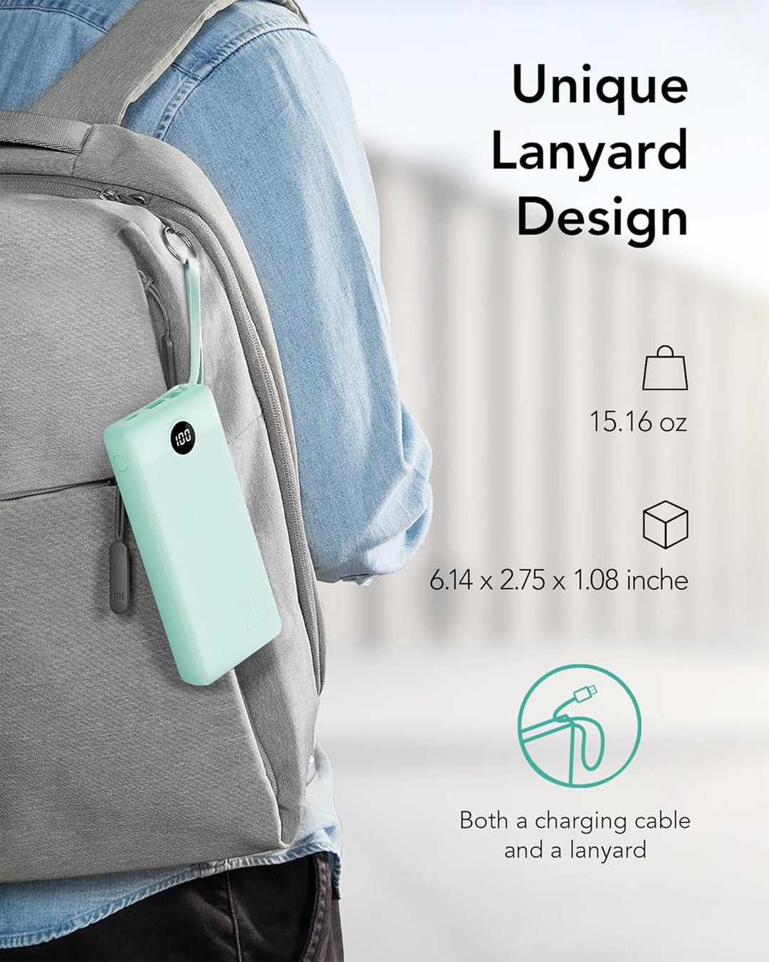 VRURC Cargador portátil de 20000mAh, Batería externa de carga rápid...