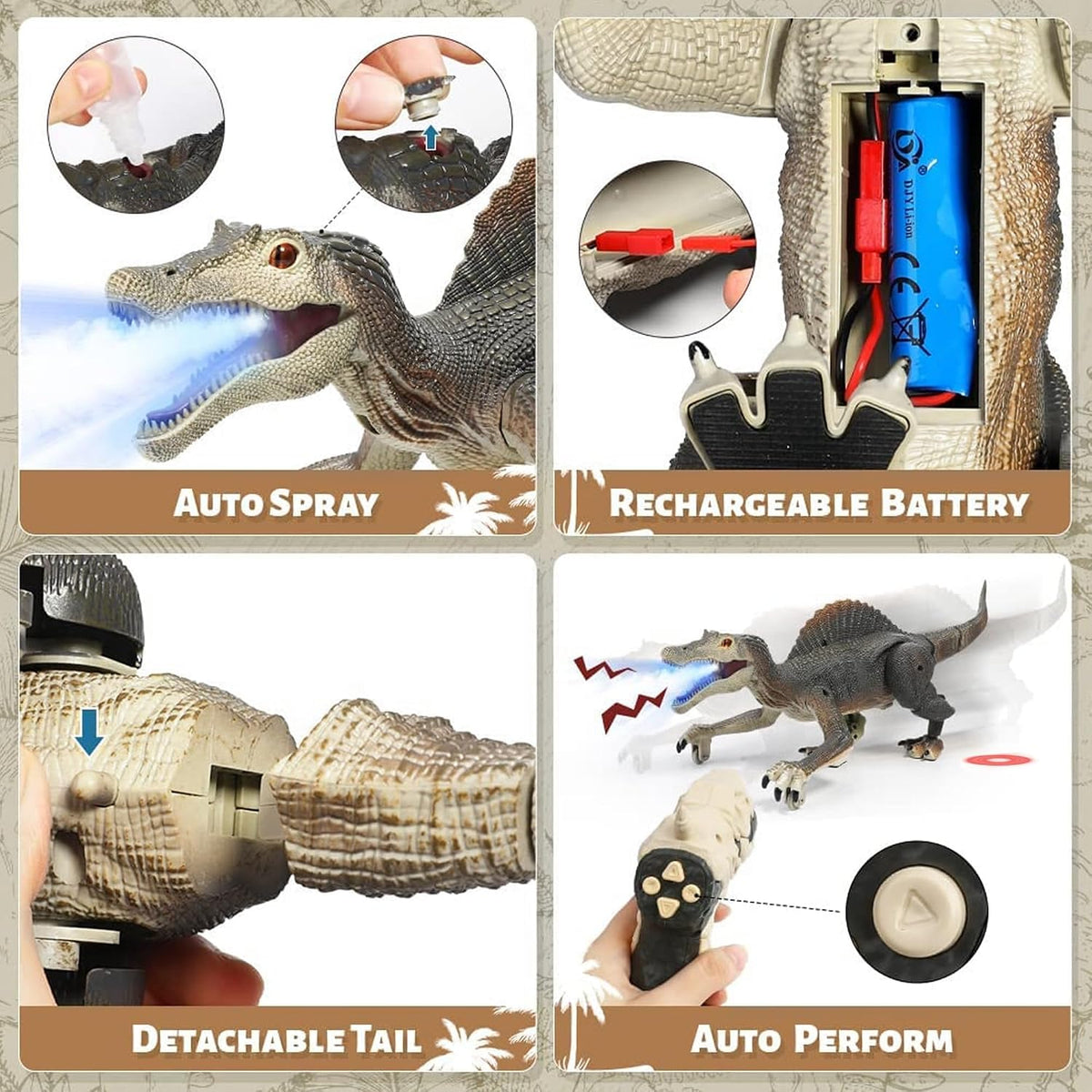 Juguetes de dinosaurio mejorados para niños de 3, 5 y 7 años, Gris
