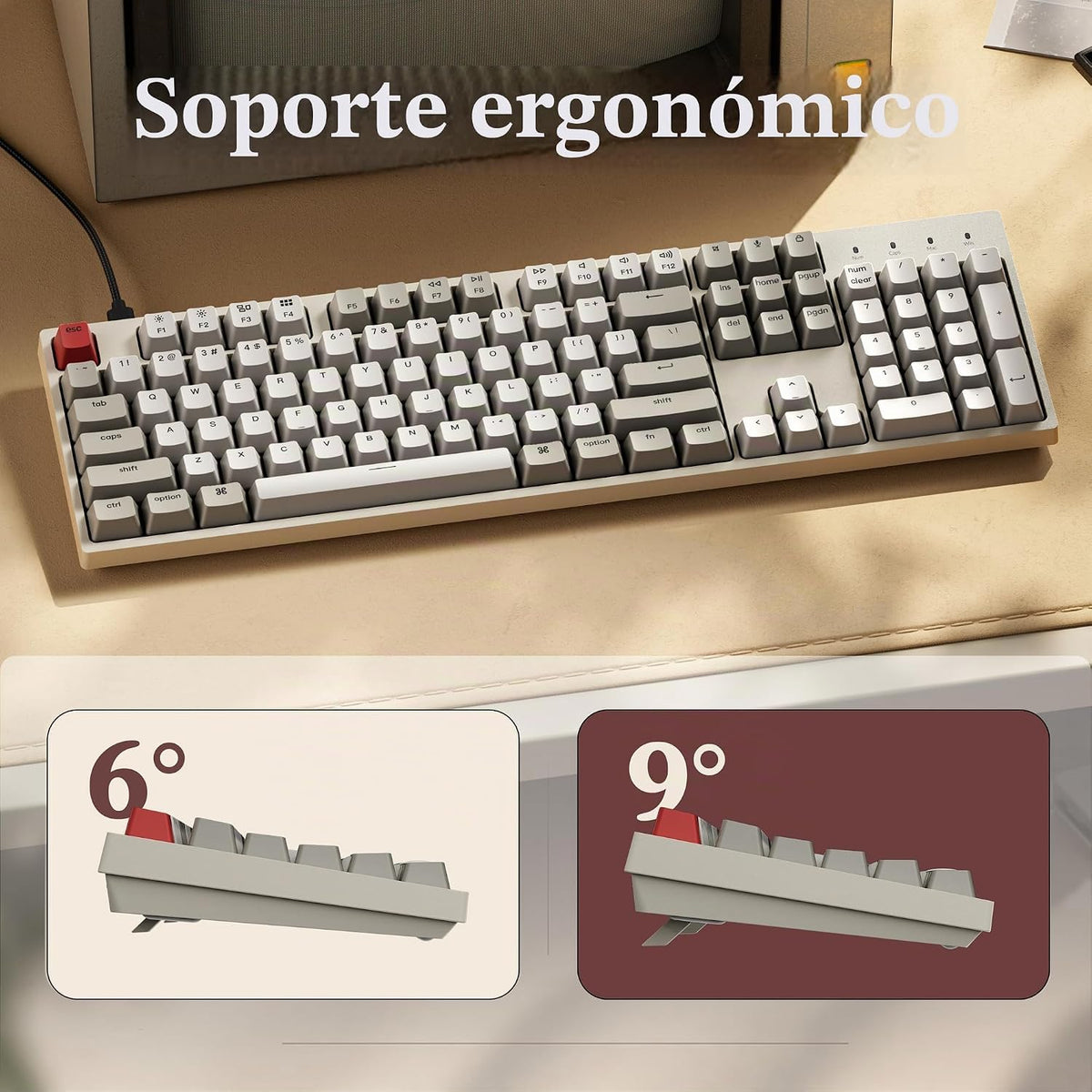 Keychron Teclado mecánico con cable de tamaño completo C2, interruptor