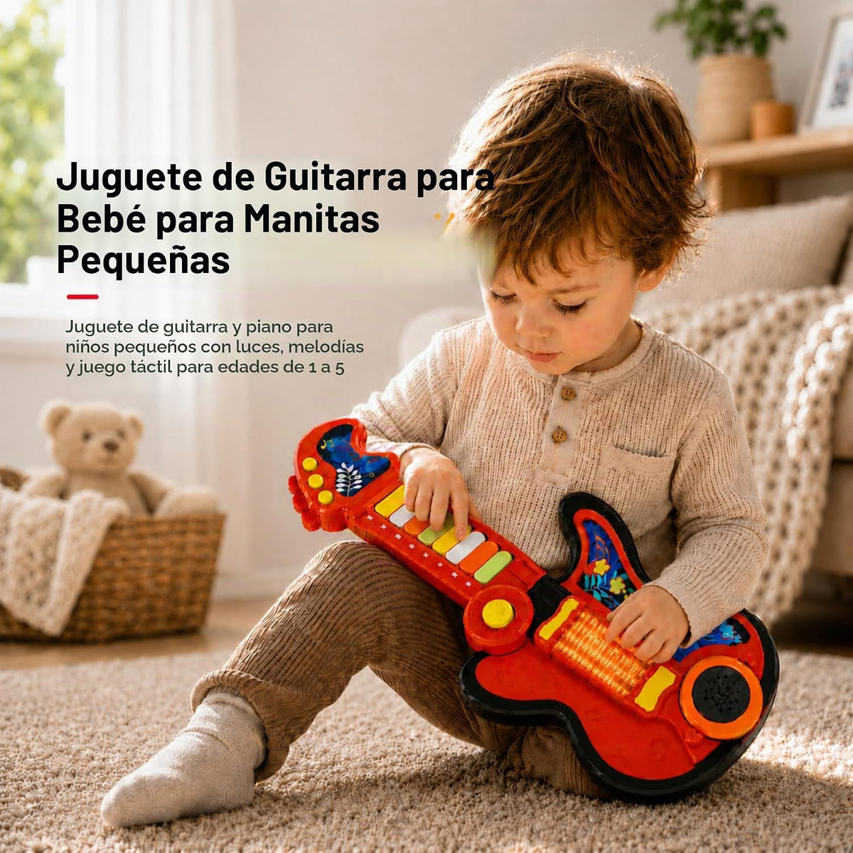 Juguete de guitarra para niños de 2 a 5 años, guitarra y piano para niños
