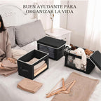 Contenedores de Almacenamiento Cúbicos con Tapas, Cestas de Almacenamiento con Ventana Transparente para Organizar, Contenedores Organizadores de Tela con Asa, Contenedores de Almacenamiento