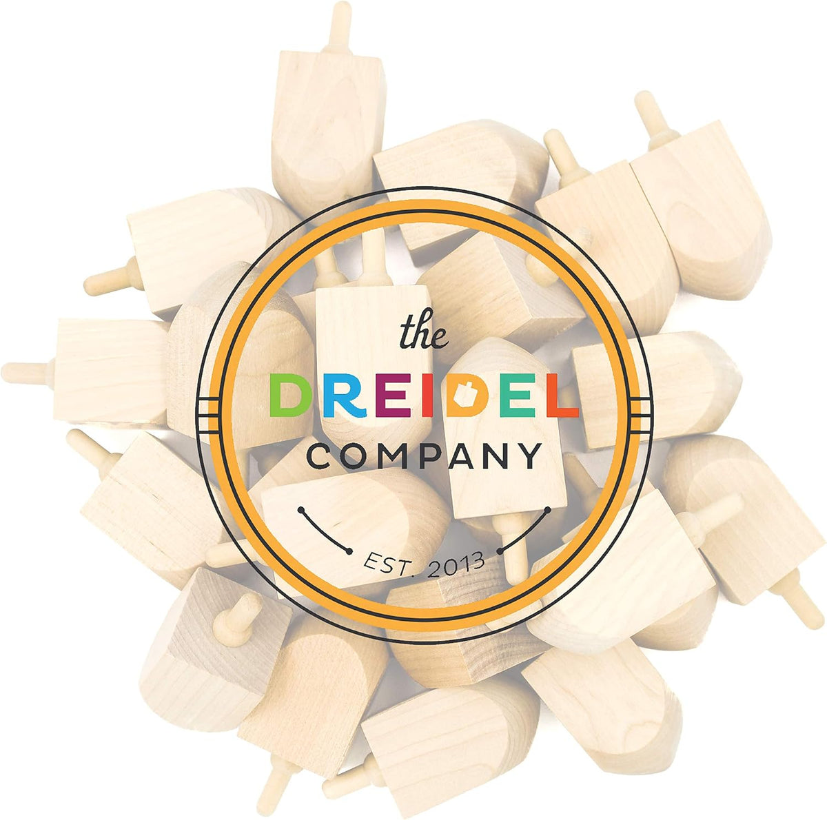 The Dreidel Company Paquete de 24 Dreidel de madera de Hanukkah, diseña tu propio Dreidel de Janucá de 3 pulgadas, sin terminar y natural