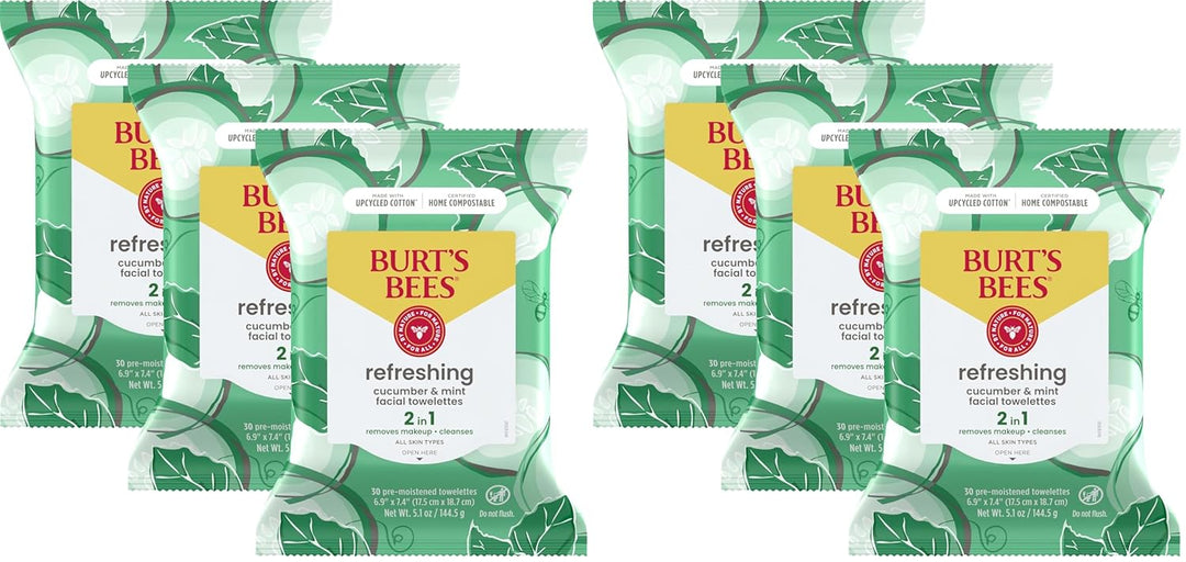 Burt's Bees Toallitas faciales de pepino y menta, para todo tip...