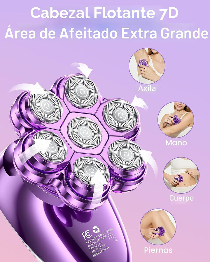 Maquinillas de afeitar eléctricas 5 en 1 para mujer, cabeza magnéti...