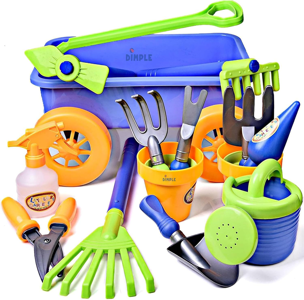 Dimple Garden Wagon & Tools Juego de juguetes, juego de jardinería para