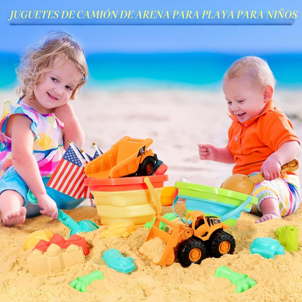 Juguetes de arena de playa, 29 piezas esenciales de viaje para la playa para niños y niñas de 3 a 10 años