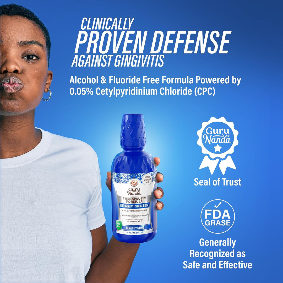 GuruNanda Enjuague bucal de encías saludables para gingivitis y san...