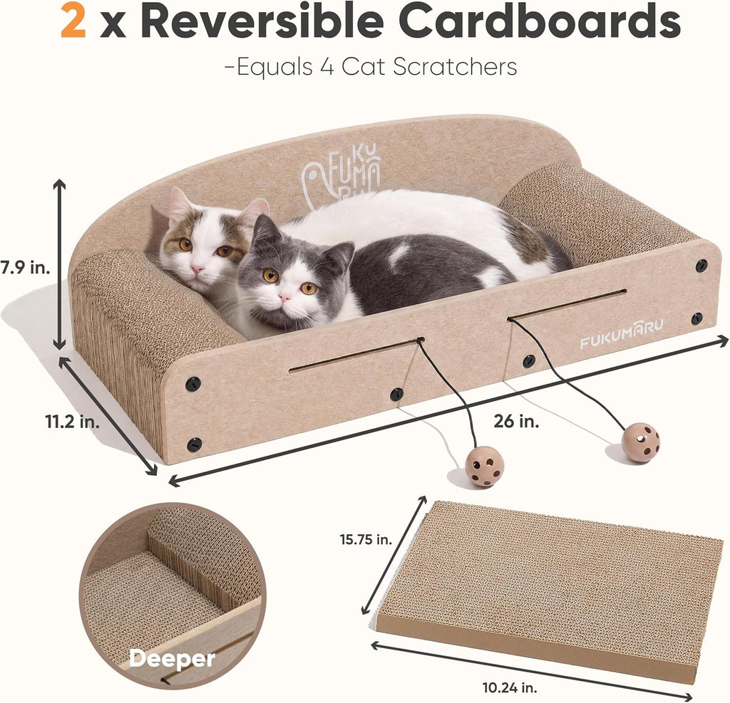 FUKUMARU Cama rascador grande para gatos, sofá rascador para gatos de 26