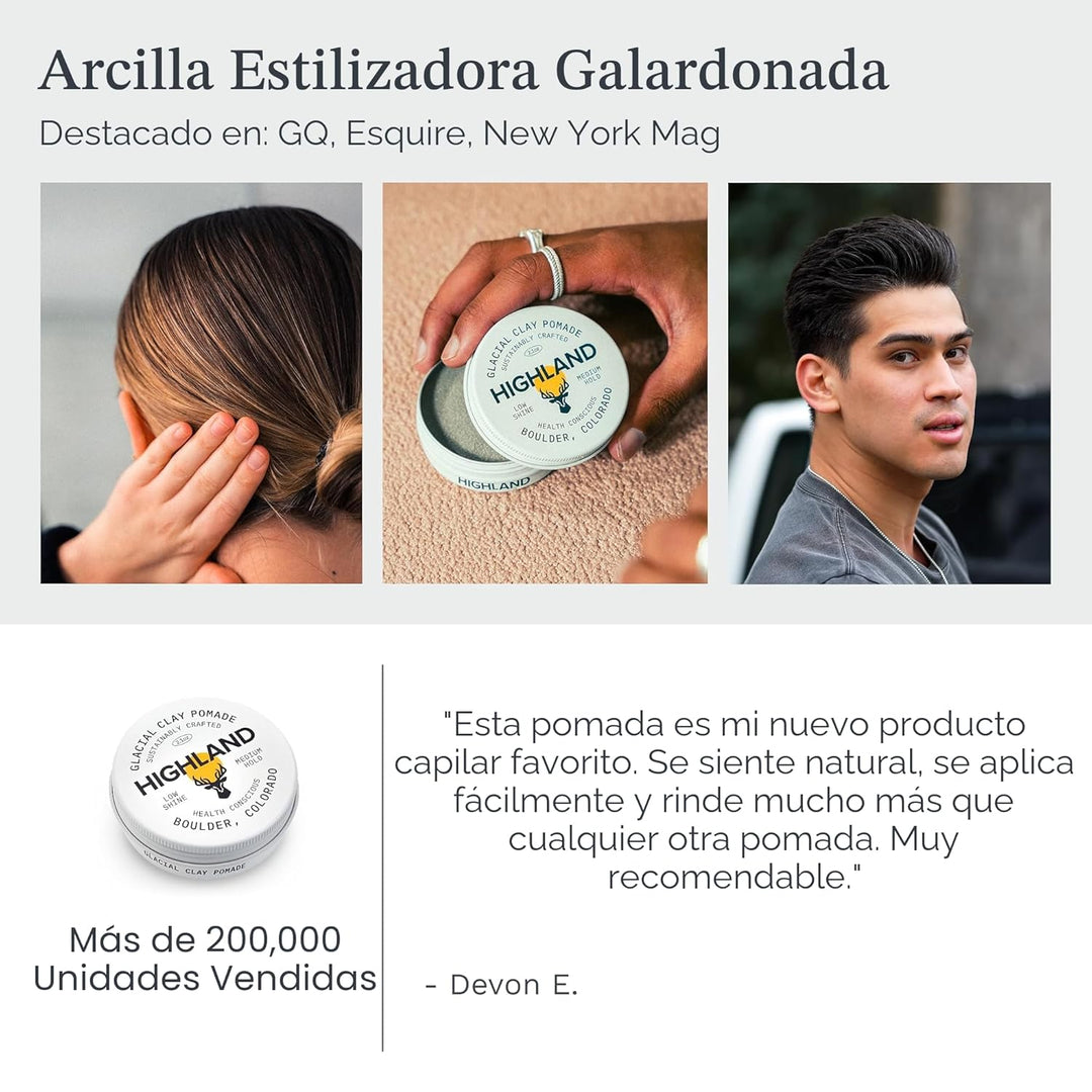 Highland Glacial Pomada de Arcilla para el Cabello - Arcilla para p...