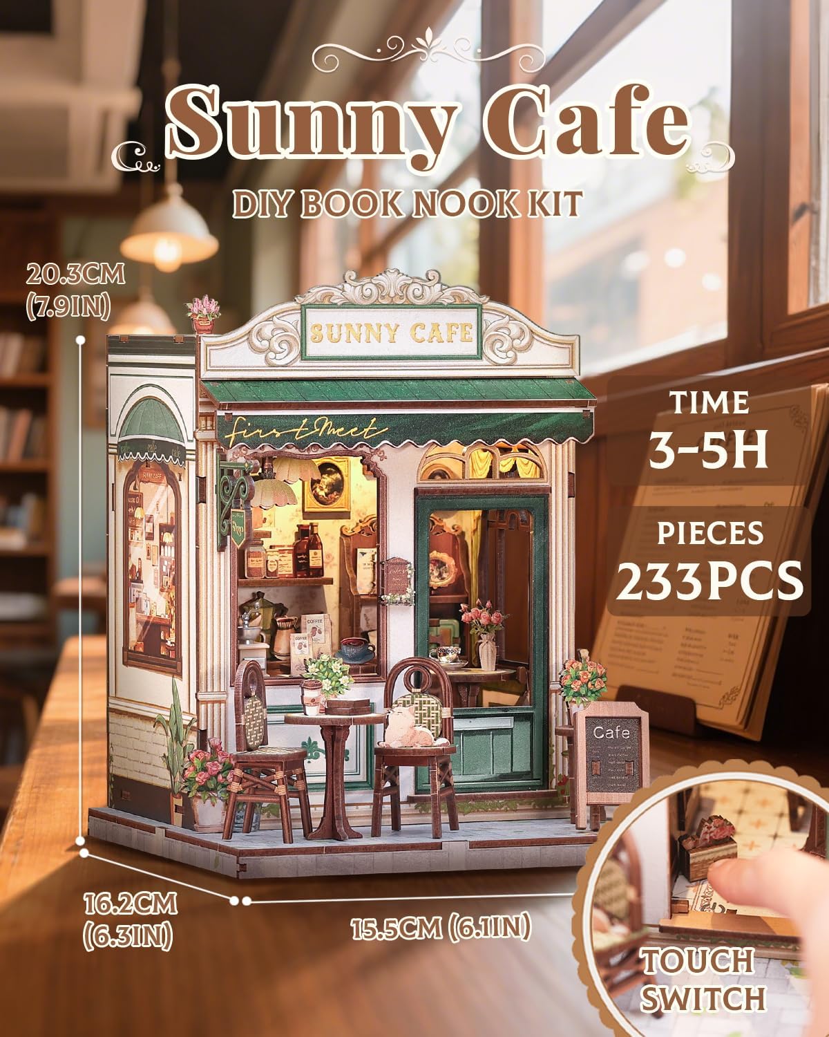 CUTEBEE - Kit de rincón de libros en miniatura para casa, cafetería, casa