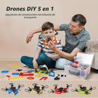 Mini Drone para niños y principiantes, Kits de construcción de drones 5-EN-1 DIY creativos para que los niños construyan sus propios drones, 5 diseños diferentes, con altitud estática
