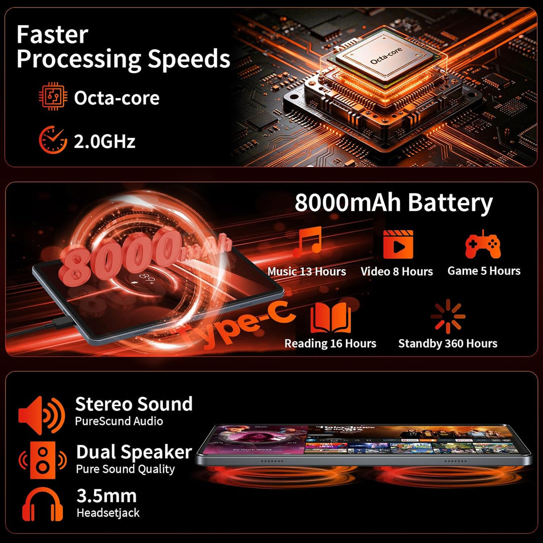 Tablet Android con teclado - Android 16 tableta con 26 GB+256 GB+2...