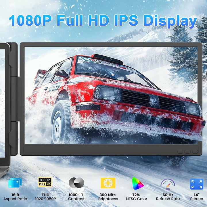 KEFEYA - Extensor de pantalla para laptop, 14" FHD 1080P IPS, e...