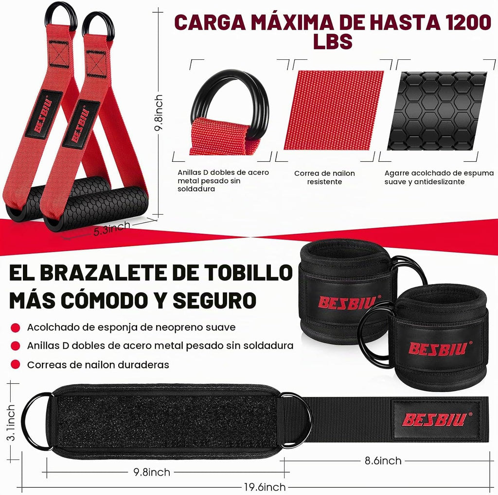 Bandas de Resistencia Pesada para Entrenamiento, 300lbs/360lb/420lb Bands de Ejercicio con Asas, Ancla de Puerta, Correas para Tobillos, Equipo de Gimnasio en Casa para Fortalecimiento Masculino, Entrenamiento de Fuerza y Estiramiento