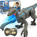 STEAM Life Juguetes de dinosaurio a control remoto para niños de 3 a 5 4 a 7 8 a 12, gran velociraptor recargable RC dinosaurio con caminar, luces y sonidos, juguete jurásico realista, regalos de cumpleaños para niños y niñas