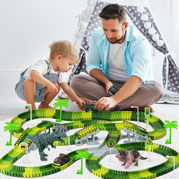 Juguetes de dinosaurio, crea una carrera de carretera mundial de di...