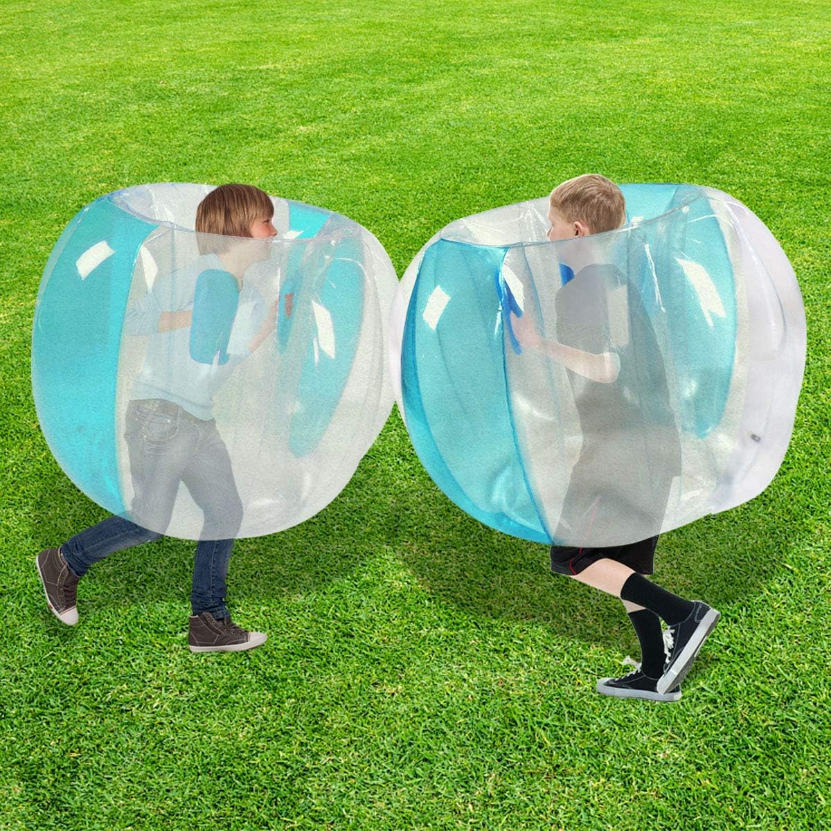 ZHUYNXIR 2 bolas de sumo para niños, juguetes de rebote de parachoques, bolas de sumo para niños, pelota de juego de césped para niños al aire libre (36 pulgadas, azul + azul)