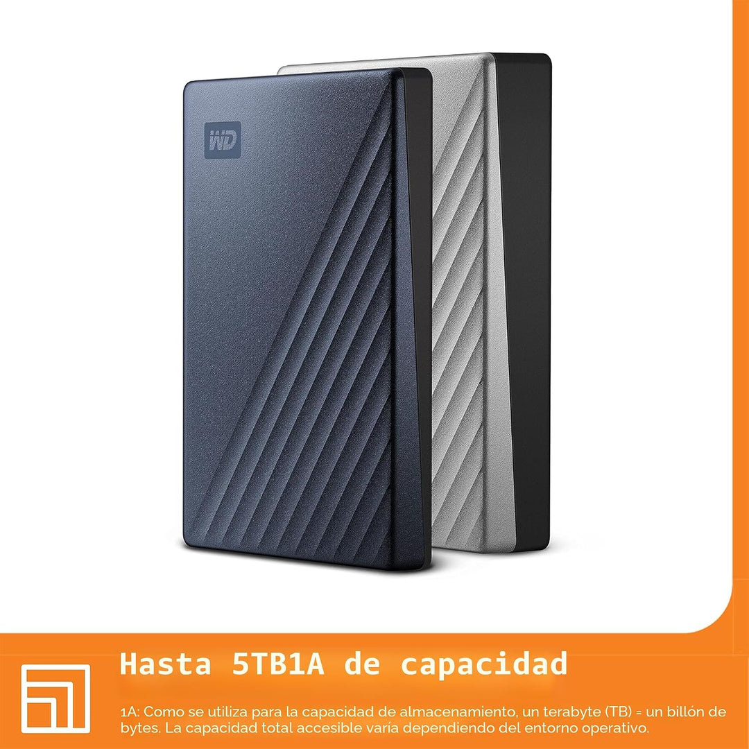 WD 2TB My Passport Ultra, Azul, Disco Duro Externo Portátil, softwa...