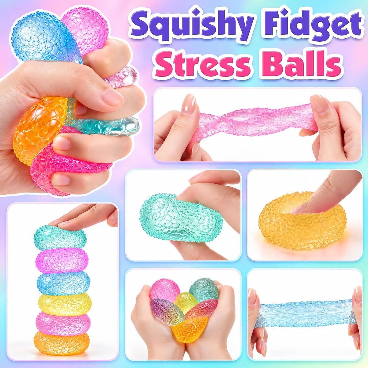 24 Pack de Pelotas Antiestrés Mini para Niños: 1.53'' Juguetes Fidget Esponjosos en Lote