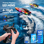 DEERC Paquete de 2 barcos RC para niños, 120 minutos de funcionamiento, 7