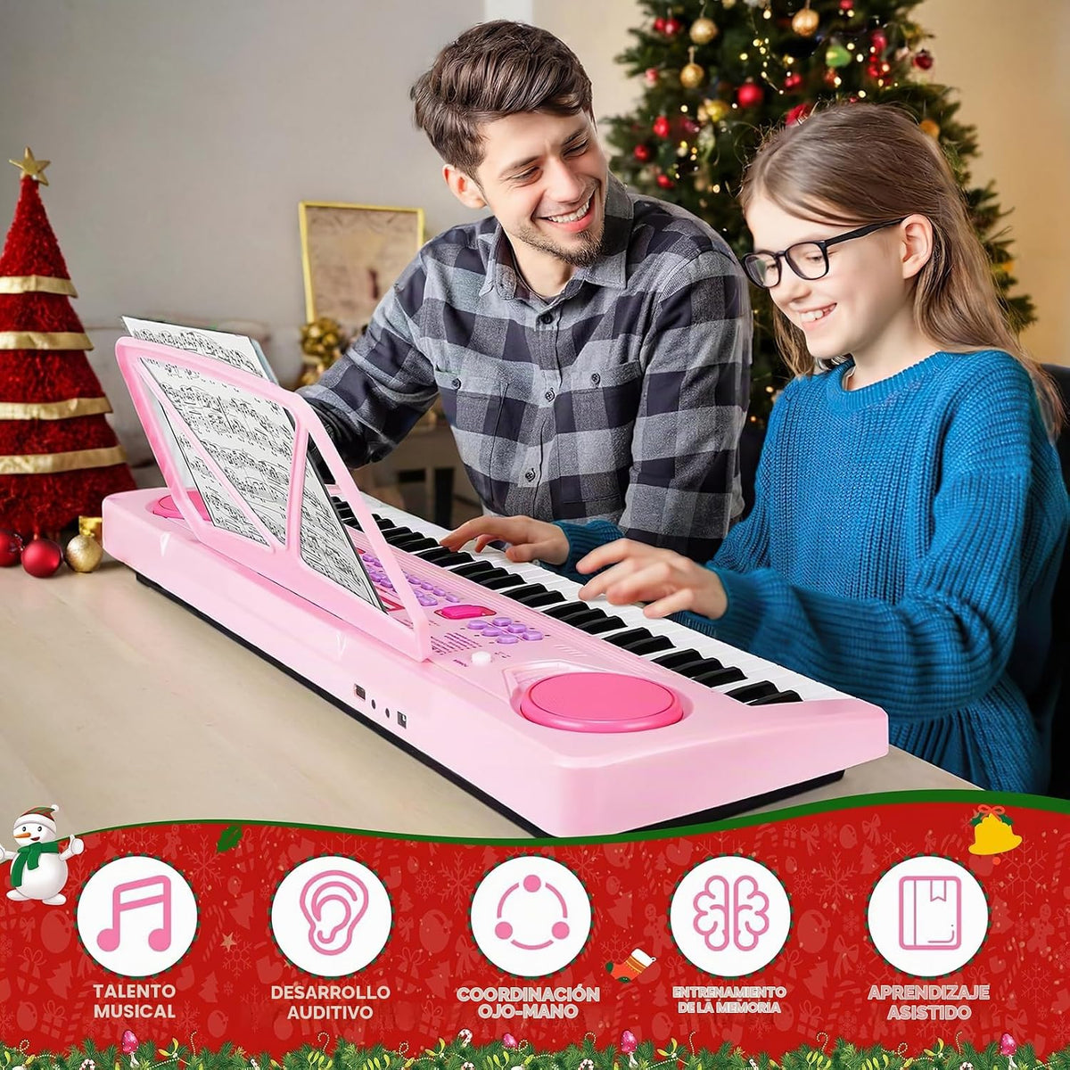 Kids Piano teclado, 61 Key Portable Electronic Piano con Teaching Mode