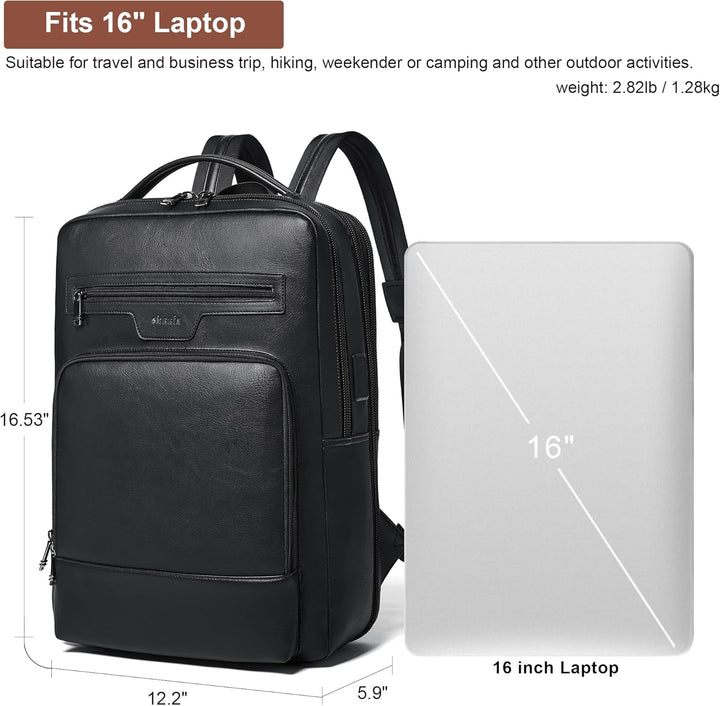 Mochila de cuero Shrrie para laptop para mujeres y hombres, mochila...