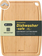 Tabla de cortar de bambú ligera y duradera con pies antideslizantes, tablas de cortar de madera extra grandes para cocina con ranura para jugo, tabla de madera para embutidos y cortar para frutas