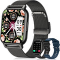 Reloj inteligente para mujer (3 bandas), reloj inteligente con llamadas Bluetooth y control de voz AI, pantalla HD de 1.85 pulgadas, monitor de frecuencia cardíaca/SpO2, rastreador de sueño, compatible con Android iOS (negro)