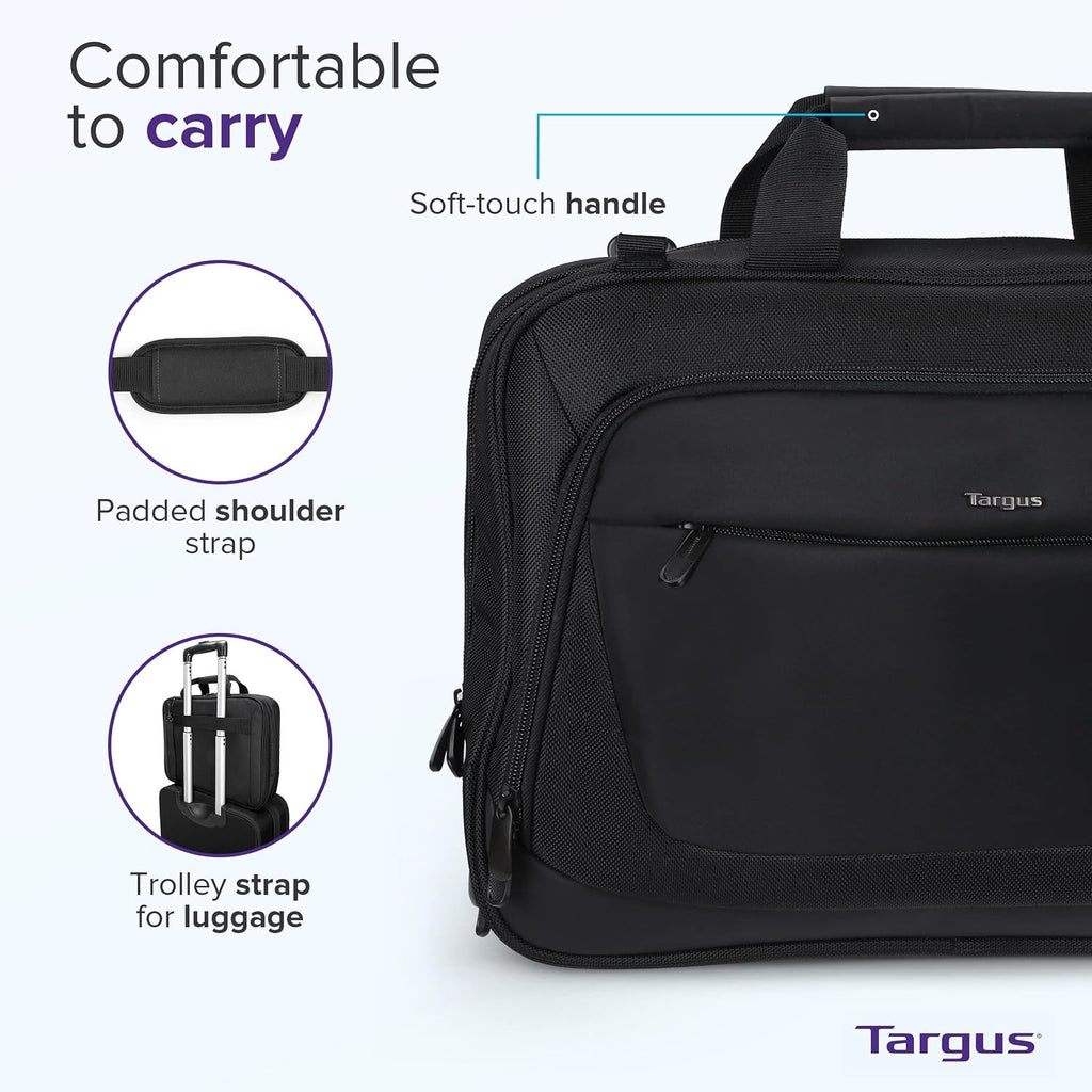 Targus CityLite Maletín para portátil con bandolera y mensajero para laptop de 15.6 pulgadas, Negro (TBT053US)