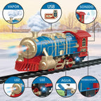 Juego de tren de control remoto para niños de 3 a 8 años, tren de juguete eléctrico con vapor, luces y sonidos, incluye 17 pistas y batería recargable para jugar en interiores