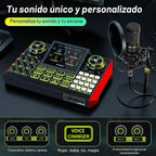 Paquete de micrófono de podcast con tarjeta de sonido en vivo y mezclador de audio, equipo de podcast paquete de tarjeta de sonido con panel de efectos de sonido con micrófono de condensador de 3.5mm