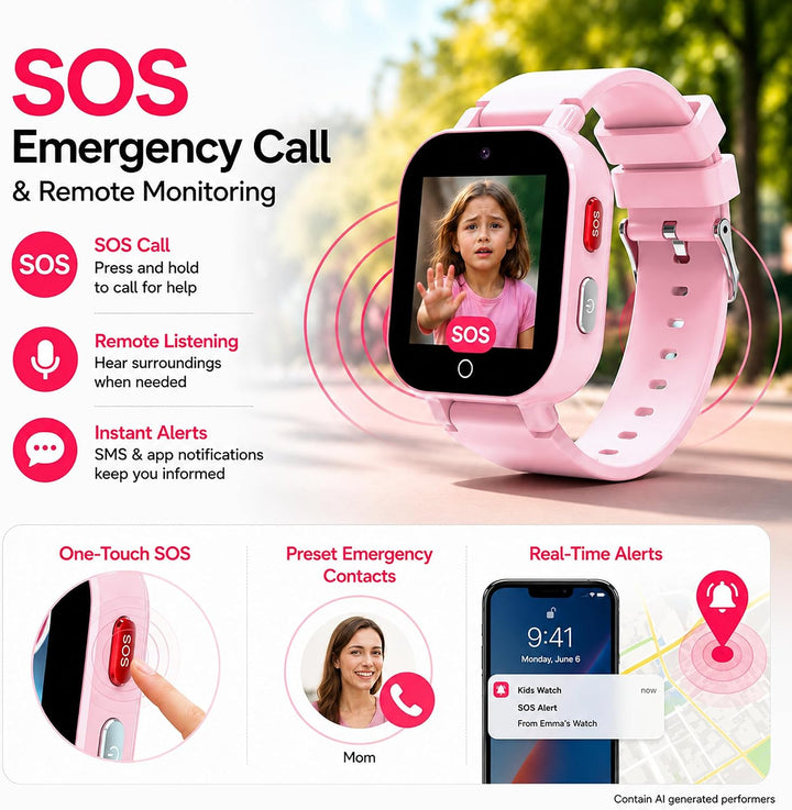 DXPICR Reloj inteligente 4G para niños con rastreador GPS, video y...