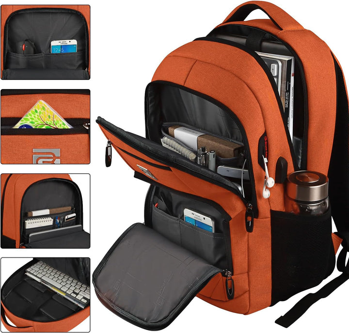 Mochila para Laptop Volher, Naranja, 15,6 pulg., Computadora portátil