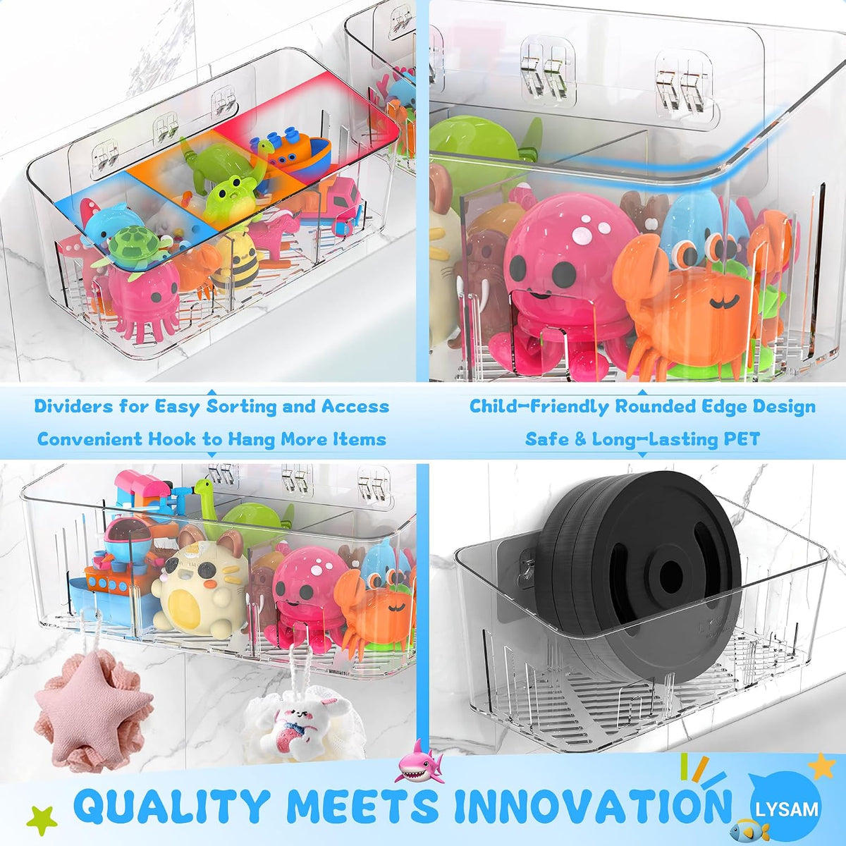 Almacenamiento de juguetes de baño, 2 paquetes, soporte grande para